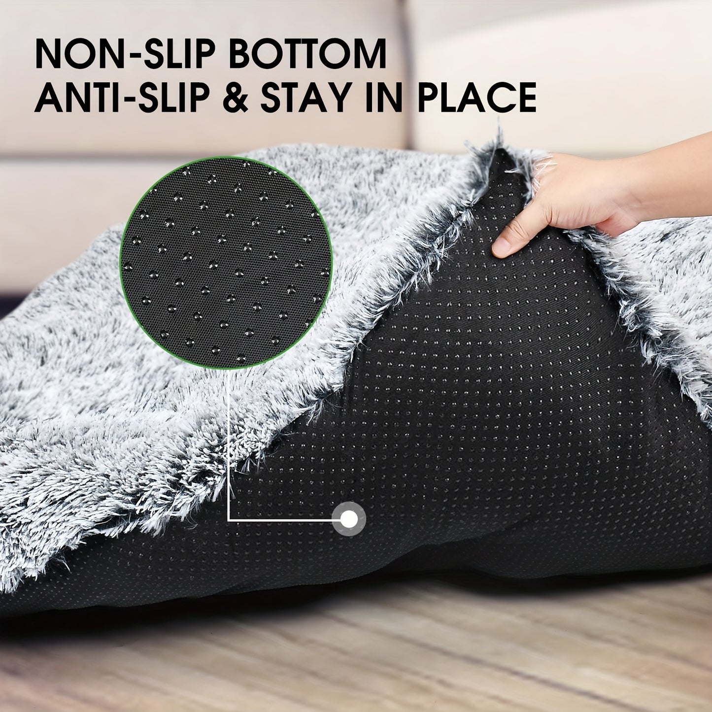 Plush Washable Dog Bed with Anti-Slip Base | Dogs & Cats
