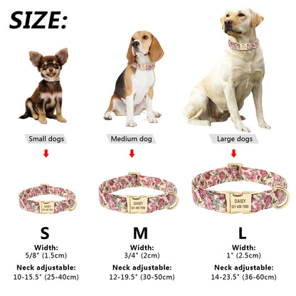 Personalized Floral Dog Collar with Engraved ID — Nylon, All Sizes