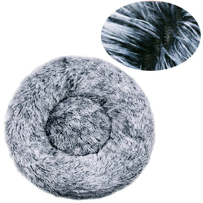 Round Plush Dog Bed — Cozy Washable Pet Bed for Small, Medium & Large Dogs