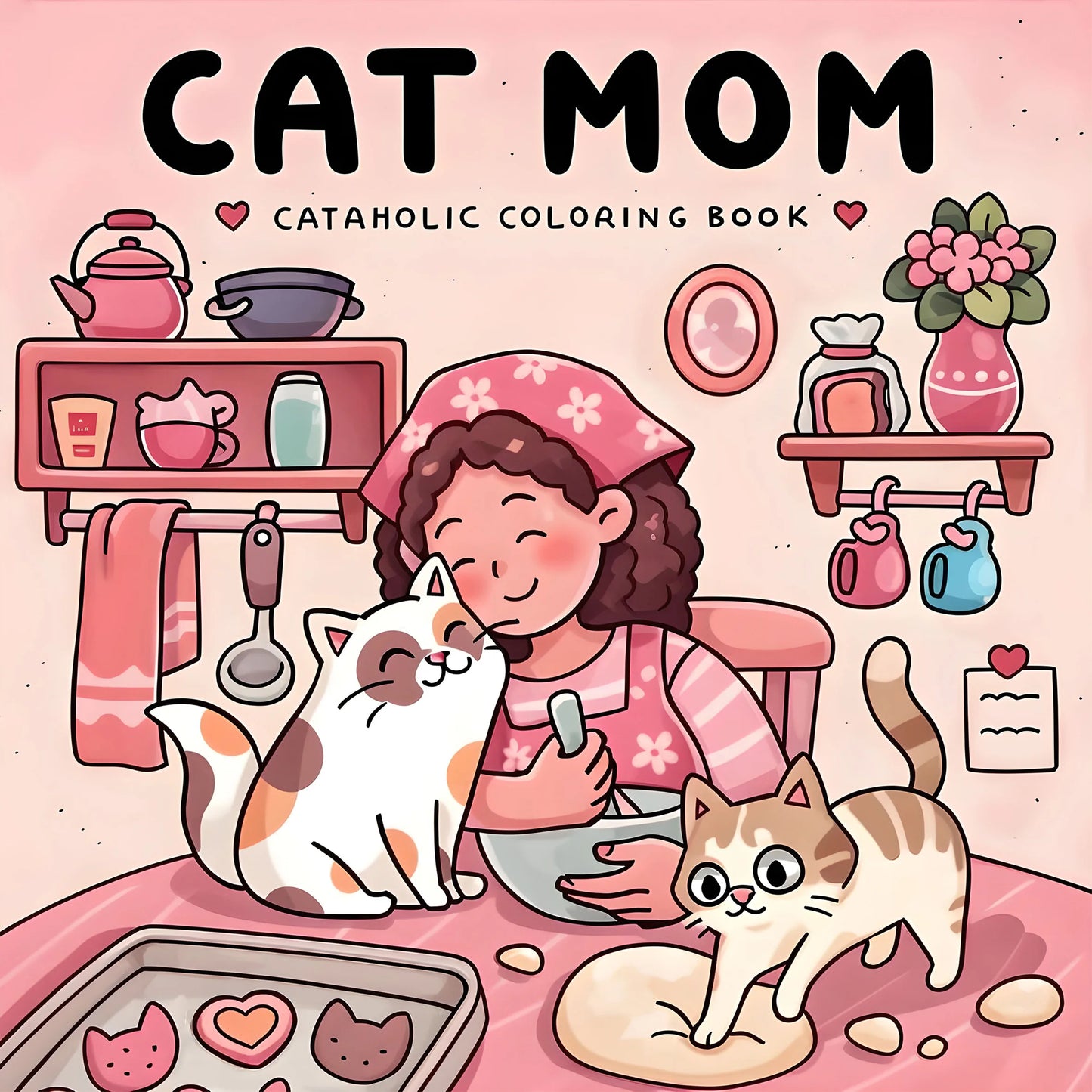 Cat Mom Coloring Book for Adults — Cozy Daily Life Scenes