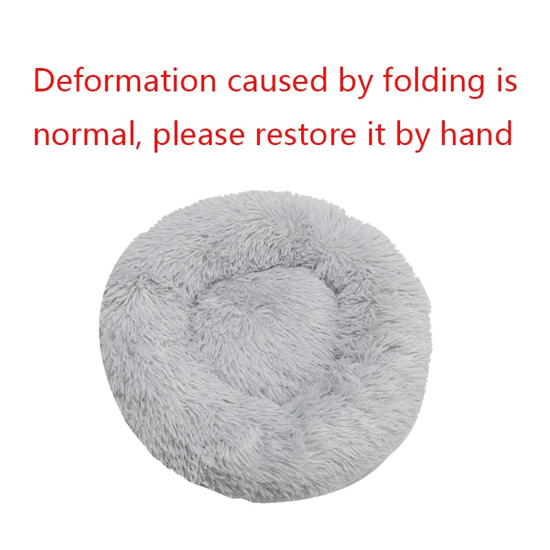 Round Plush Dog Bed — Cozy Washable Pet Bed for Small, Medium & Large Dogs