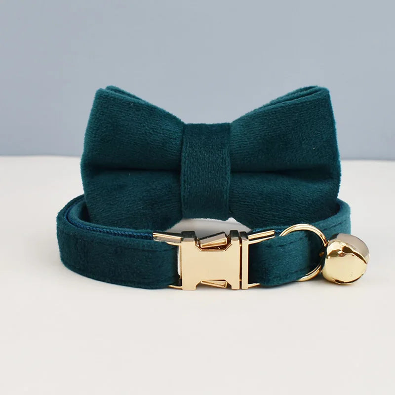 Personalized Bowknot Cat Collar with Bell & Engraved ID Tag