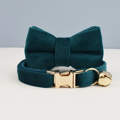 Personalized Bowknot Cat Collar with Bell & Engraved ID Tag