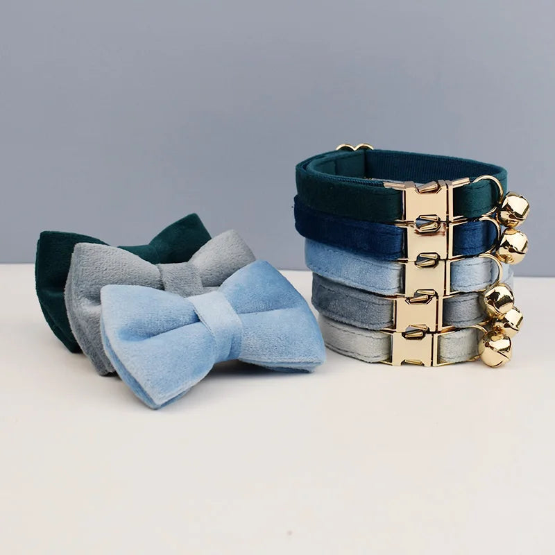Personalized Bowknot Cat Collar with Bell & Engraved ID Tag