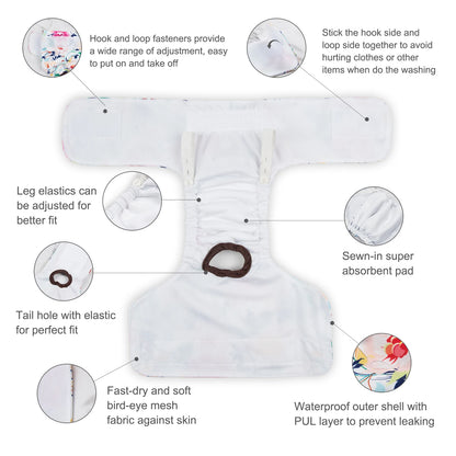 Reusable Female Dog Diapers — 3 Pack