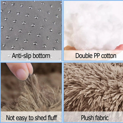 Round Plush Dog Bed — Cozy Washable Pet Bed for Small, Medium & Large Dogs