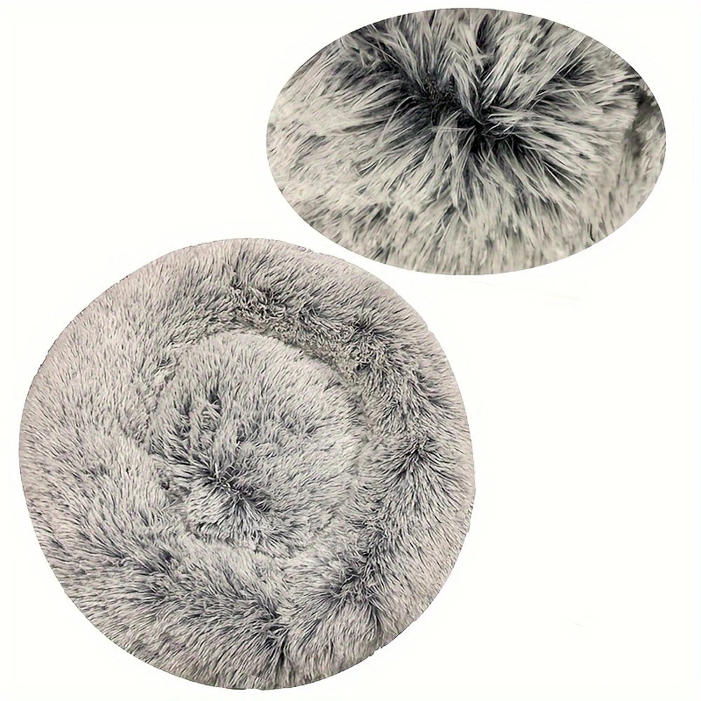 Round Plush Dog Bed — Cozy Washable Pet Bed for Small, Medium & Large Dogs