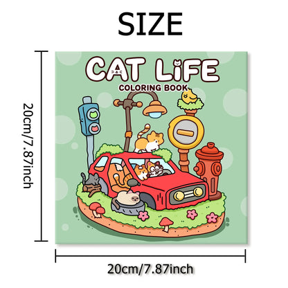 Cat Life Coloring Book for Adults — Bold Patterns & Cute Illustrations