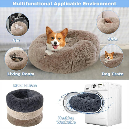 Round Plush Dog Bed — Cozy Washable Pet Bed for Small, Medium & Large Dogs
