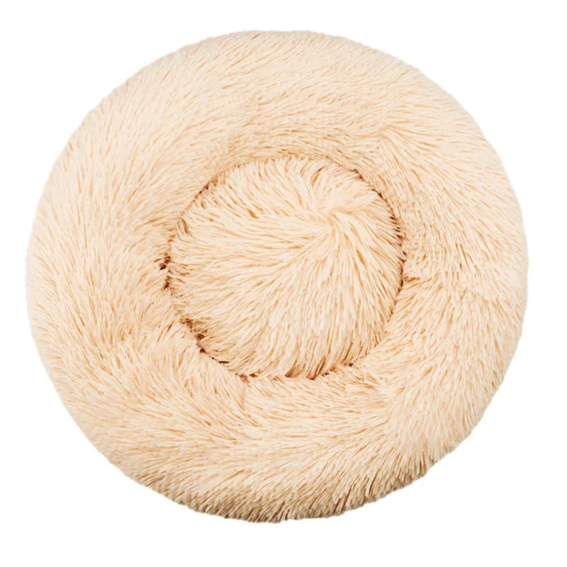 Round Plush Dog Bed — Cozy Washable Pet Bed for Small, Medium & Large Dogs