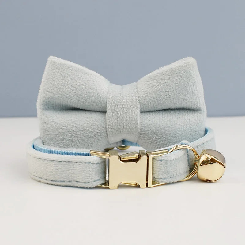 Personalized Bowknot Cat Collar with Bell & Engraved ID Tag