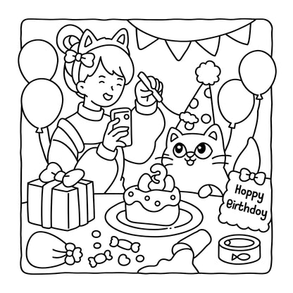 Cat Mom Coloring Book for Adults — Cozy Daily Life Scenes