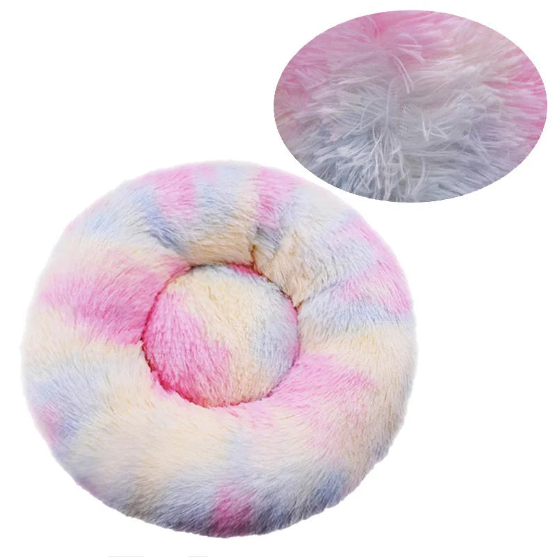 Round Plush Dog Bed — Cozy Washable Pet Bed for Small, Medium & Large Dogs