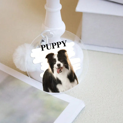 Custom Pet Photo & Name Keychain — Personalized Acrylic Keyring for Cat & Dog Lovers