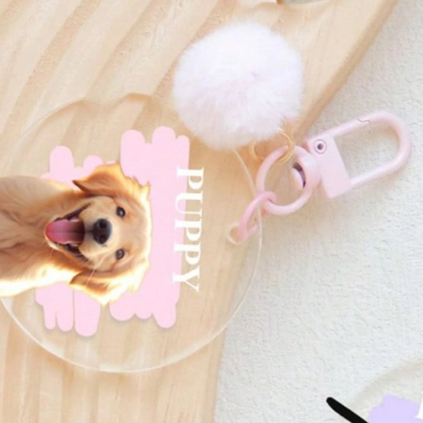 Custom Pet Photo & Name Keychain — Personalized Acrylic Keyring for Cat & Dog Lovers