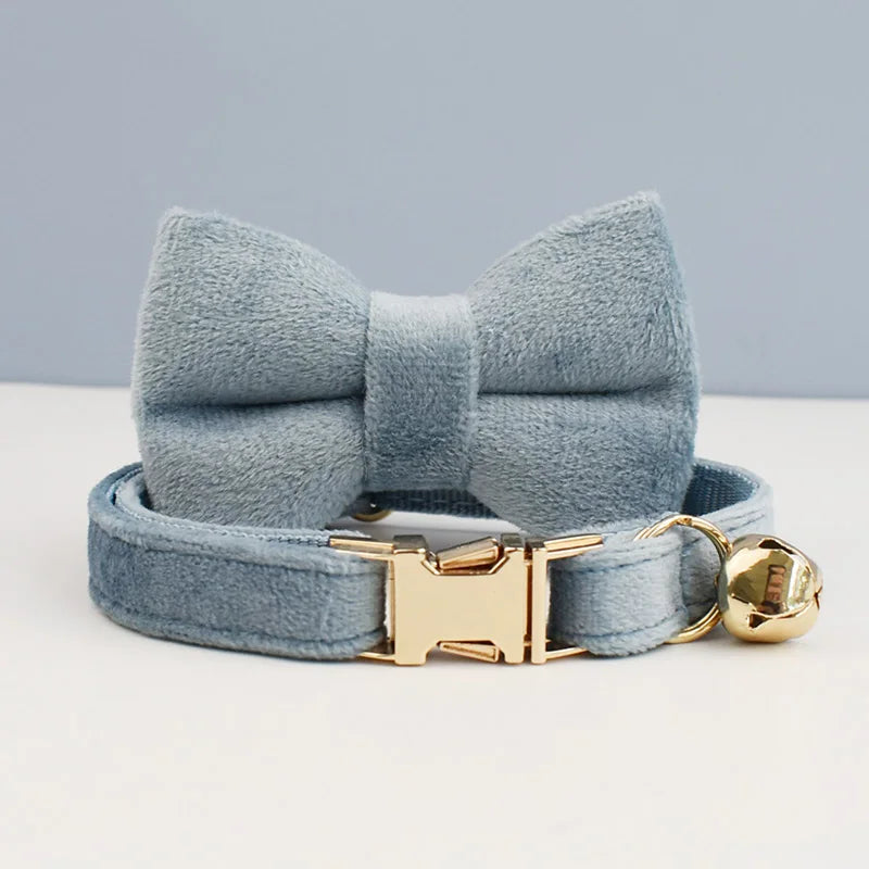 Personalized Bowknot Cat Collar with Bell & Engraved ID Tag