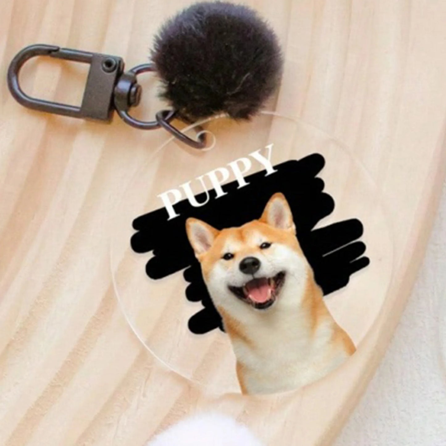 Custom Pet Photo & Name Keychain — Personalized Acrylic Keyring for Cat & Dog Lovers
