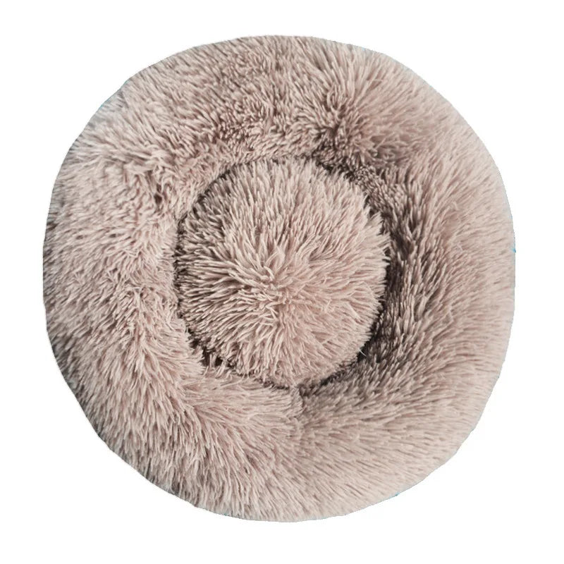 Round Plush Dog Bed — Cozy Washable Pet Bed for Small, Medium & Large Dogs