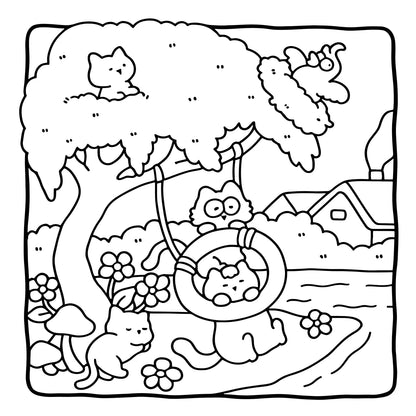 Cat Life Coloring Book for Adults — Bold Patterns & Cute Illustrations