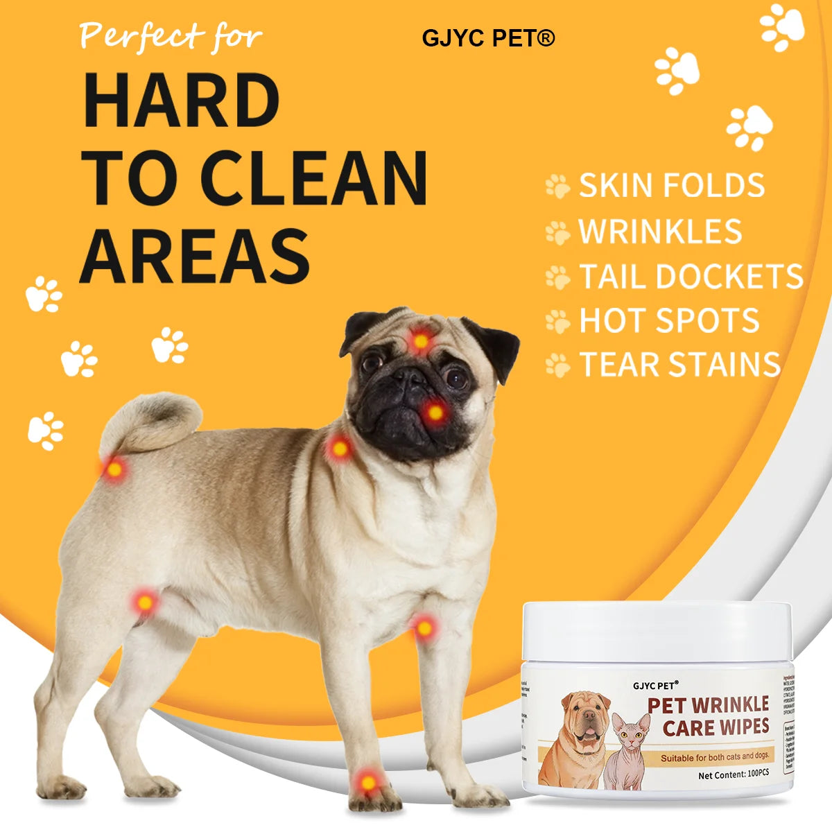 Gentle Wrinkle Care Wipes for Dogs & Cats