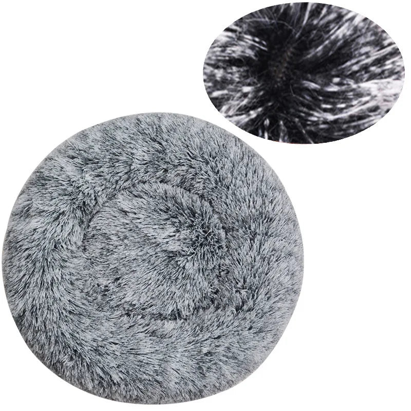Round Plush Dog Bed — Cozy Washable Pet Bed for Small, Medium & Large Dogs
