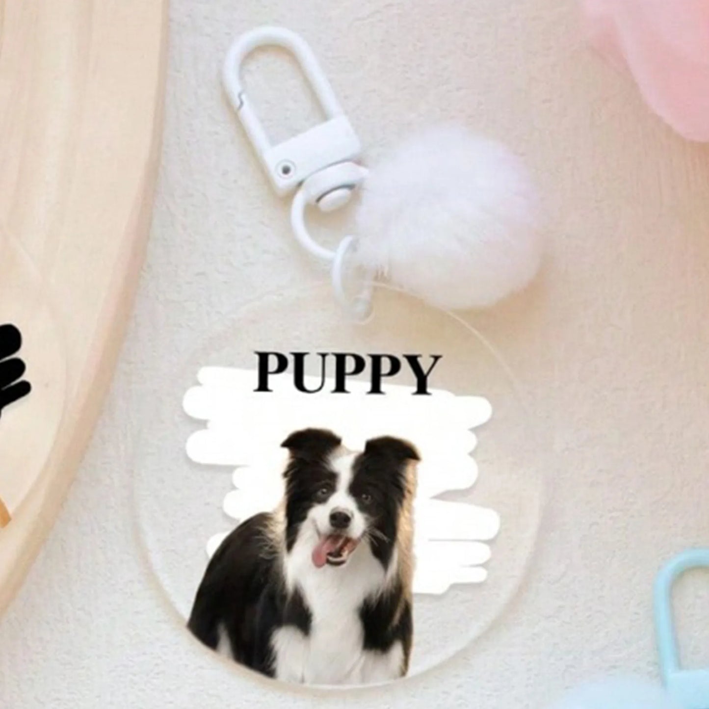 Custom Pet Photo & Name Keychain — Personalized Acrylic Keyring for Cat & Dog Lovers