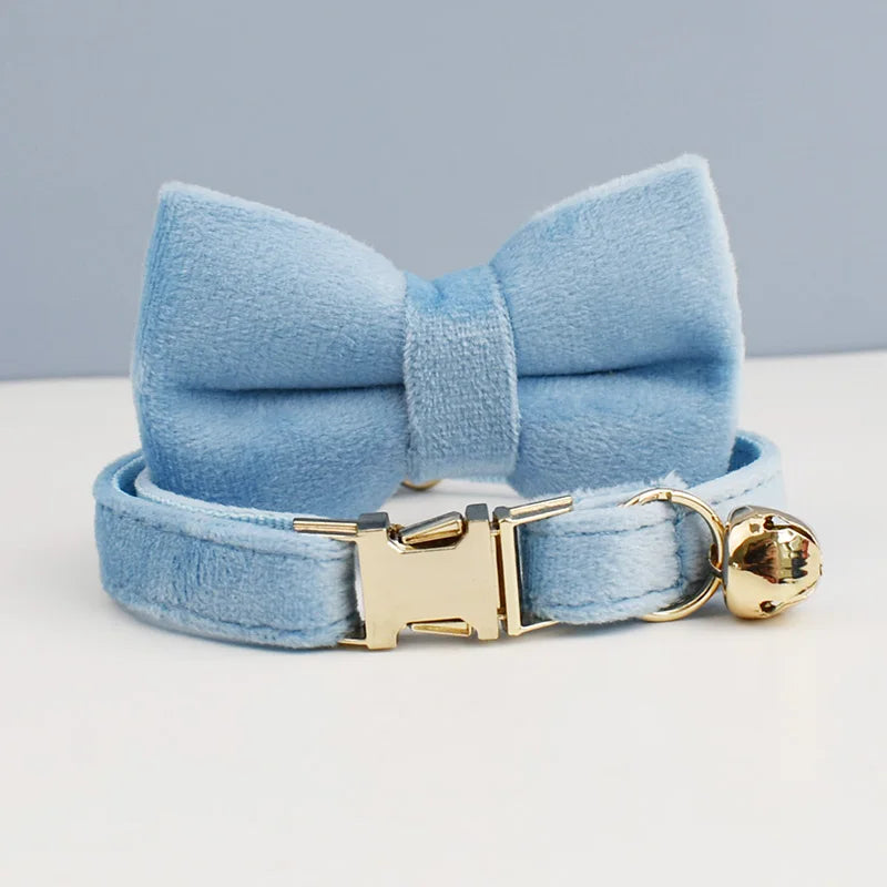 Personalized Bowknot Cat Collar with Bell & Engraved ID Tag