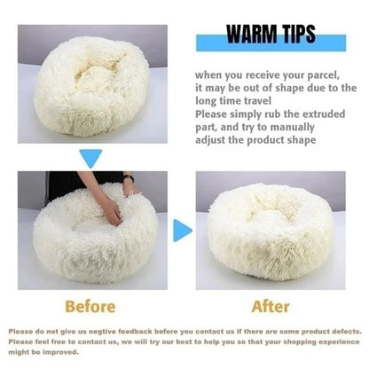 Round Plush Dog Bed — Cozy Washable Pet Bed for Small, Medium & Large Dogs