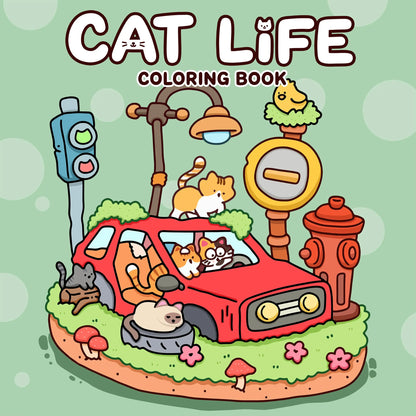 Cat Life Coloring Book for Adults — Bold Patterns & Cute Illustrations