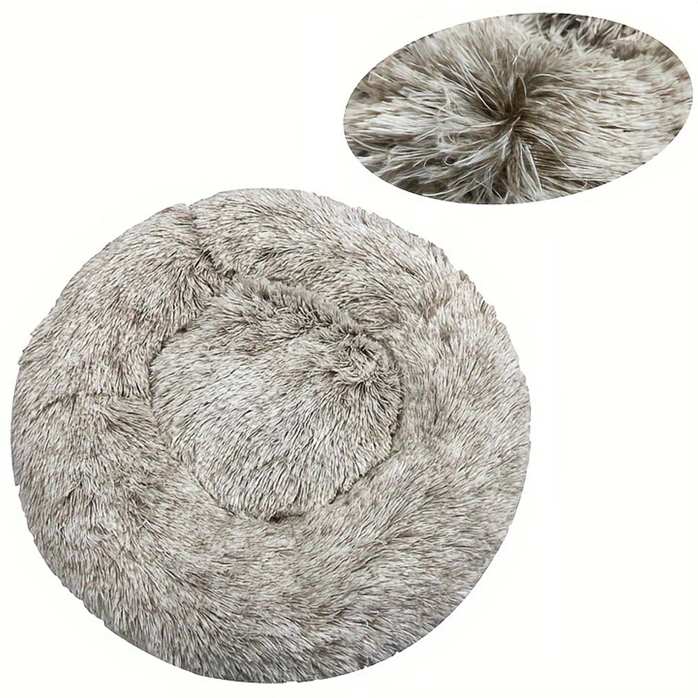 Round Plush Dog Bed — Cozy Washable Pet Bed for Small, Medium & Large Dogs
