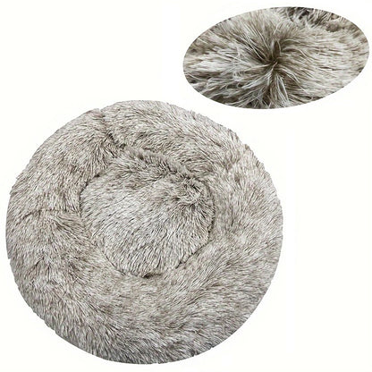 Round Plush Dog Bed — Cozy Washable Pet Bed for Small, Medium & Large Dogs