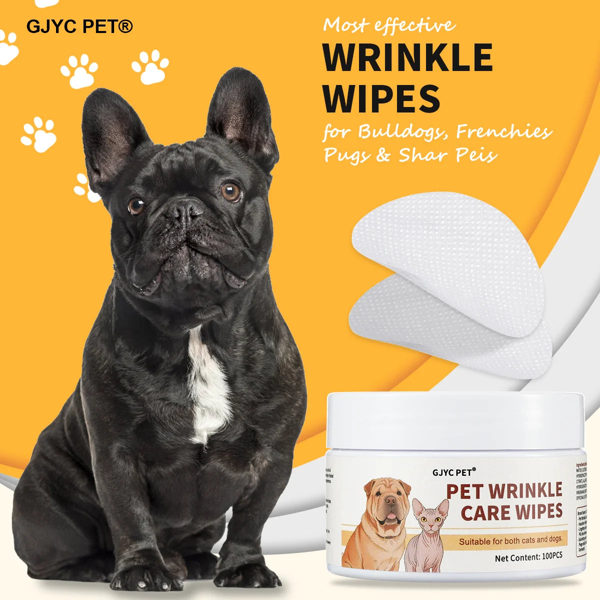 Gentle Wrinkle Care Wipes for Dogs & Cats