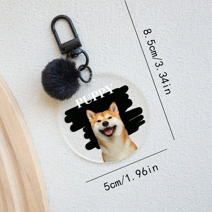 Custom Pet Photo & Name Keychain — Personalized Acrylic Keyring for Cat & Dog Lovers