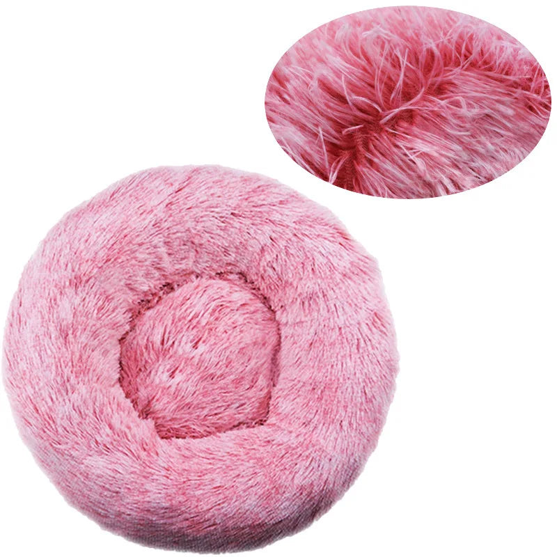 Round Plush Dog Bed — Cozy Washable Pet Bed for Small, Medium & Large Dogs