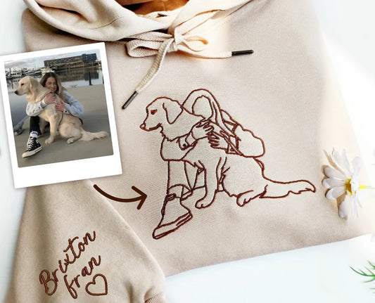 Custom Embroidered Dog Portrait Hoodie