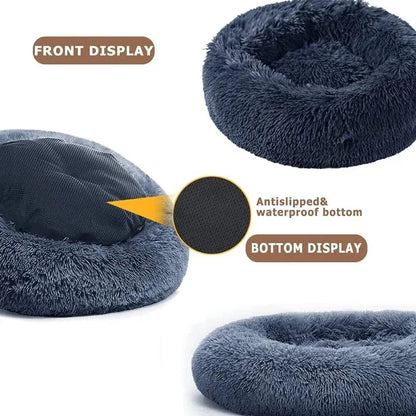 Round Plush Dog Bed — Cozy Washable Pet Bed for Small, Medium & Large Dogs