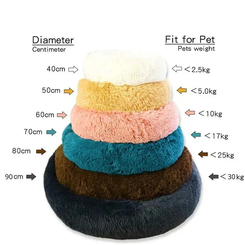 Round Plush Dog Bed — Cozy Washable Pet Bed for Small, Medium & Large Dogs