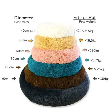 Round Plush Dog Bed — Cozy Washable Pet Bed for Small, Medium & Large Dogs