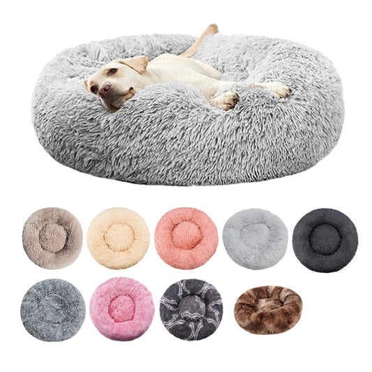 Round Plush Dog Bed — Cozy Washable Pet Bed for Small, Medium & Large Dogs